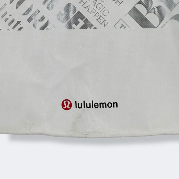 Lululemon Large White Silver Reusable Shopping Tote Bag Limited Edition - Picture 3 of 7